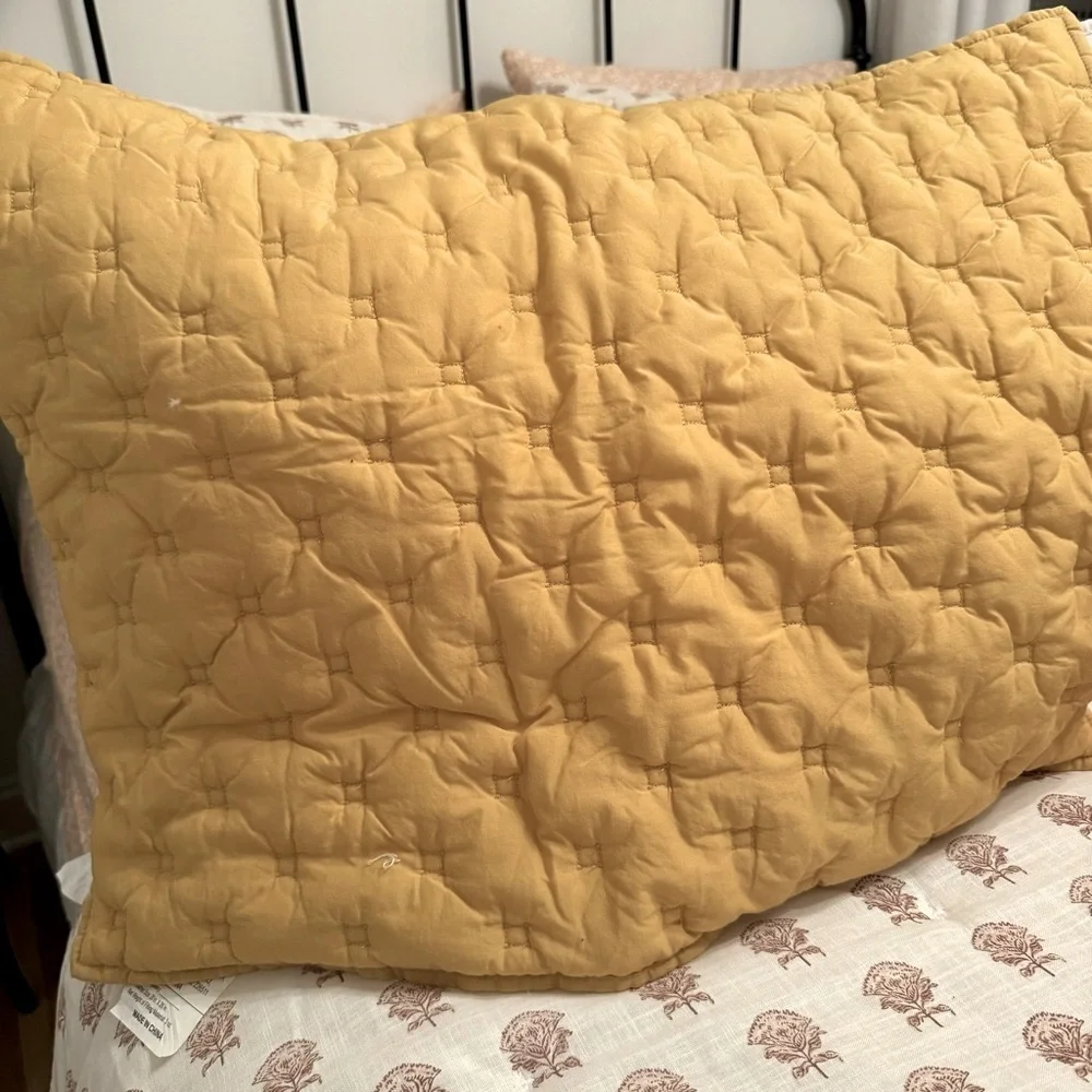 2/ Pottery Barn Kids Square Stitch Quilted Sham Set Of 2 Standard